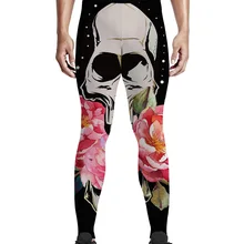 Черные брюки с черепами и цветами, мужские леггинсы, мягкие эластичные быстросохнущие брюки из полиэстера для Дня Святого Валентина