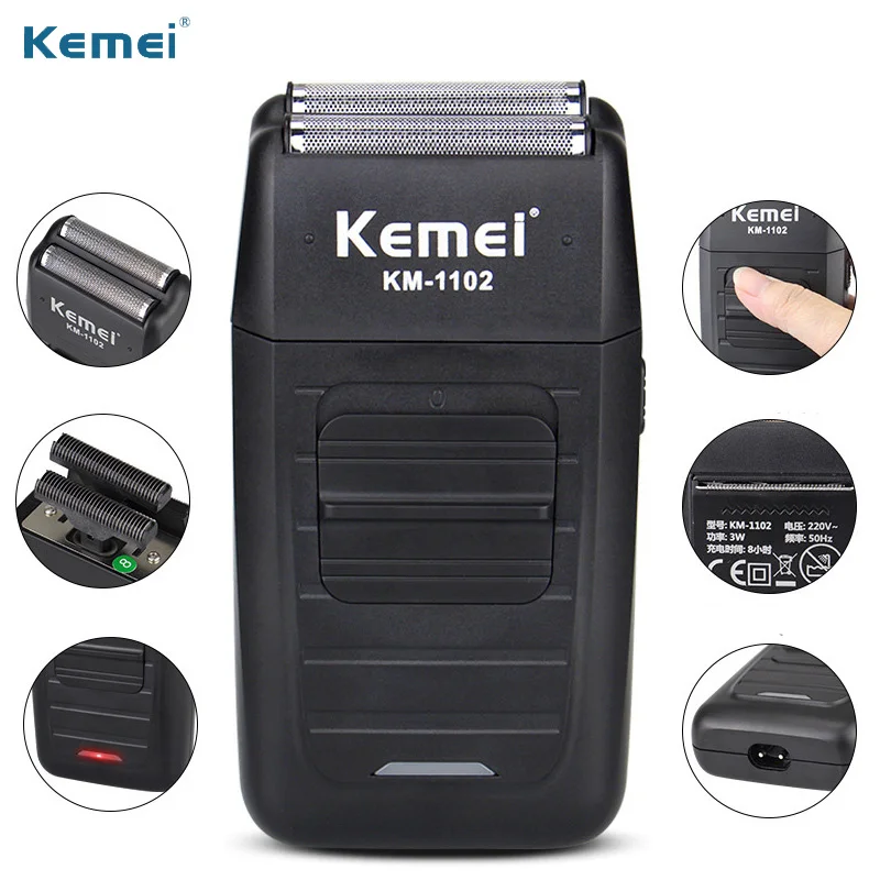 Kemei shaver electric shaver men's beard trimmer waterproof reciprocating wireless razor USB rechargeable shaving machine 4