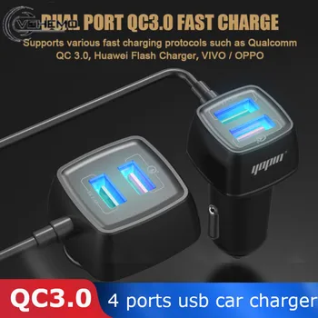 

Vehemo Car Charger 4 Ports USB QC3.0 60W 12-24V Fast Charge For Xiaomi for HUAWEI for iphone Car Mobilephone Charger