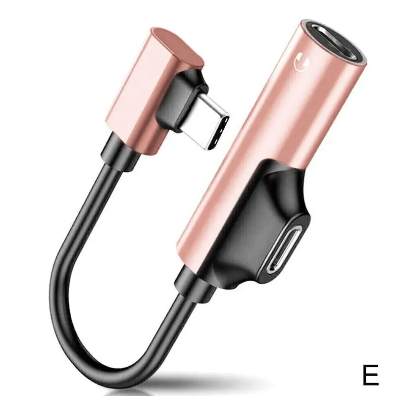 Удлинительный кабель для наушников 2 в 1 usb type C до 3,5 мм Jack адаптер для Xiaomi huawei samsung type-C OTG USB-C USBC сплиттеры - Цвет: E