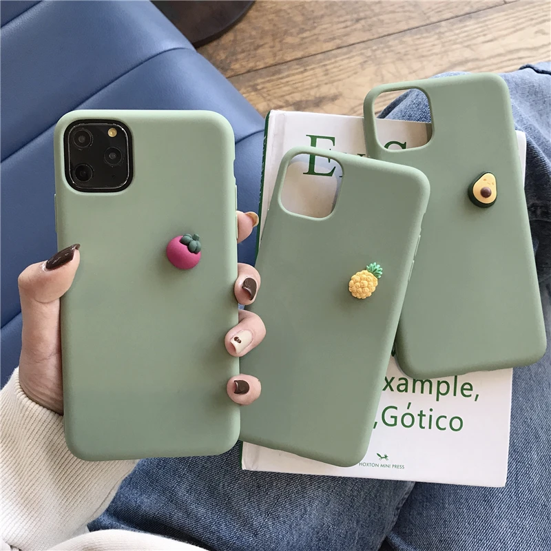 Милый 3D апельсин авокадо персик морковь Мягкий силиконовый чехол для iPhone 11 Pro X XR Xs Max 6 6s 7 8 Plus простой Капа