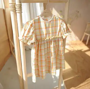 

2020 New Style Girls Plaid Dress Fashion Cotton Summer Girls Dresses 2-7t QH110