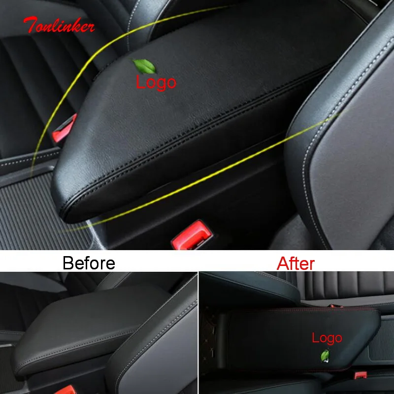 Interior Armrest Anti-dirty Cover Stickers 1PCS PU Leather Cover Stickers for Volkswagen Jetta MK7-20 Car Styling Tonlinker