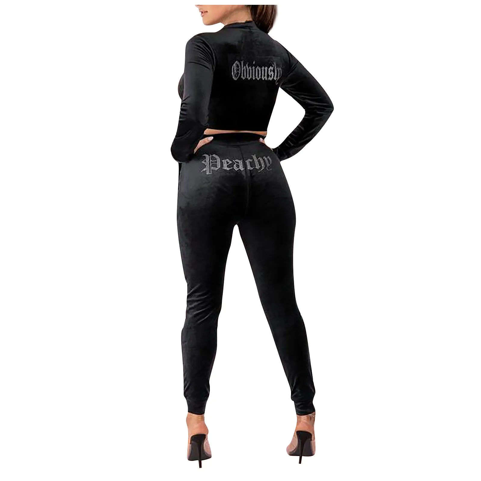 De de terciopelo de oro perforación en caliente traje de suéter de las mujeres Casual ceñido de deporte traje corto de manga larga Tops Pantalones De de terciopelo de oro perforación en caliente traje de suéter de las mujeres Casual ceñido de deporte traje corto de manga larga Tops Pantalones