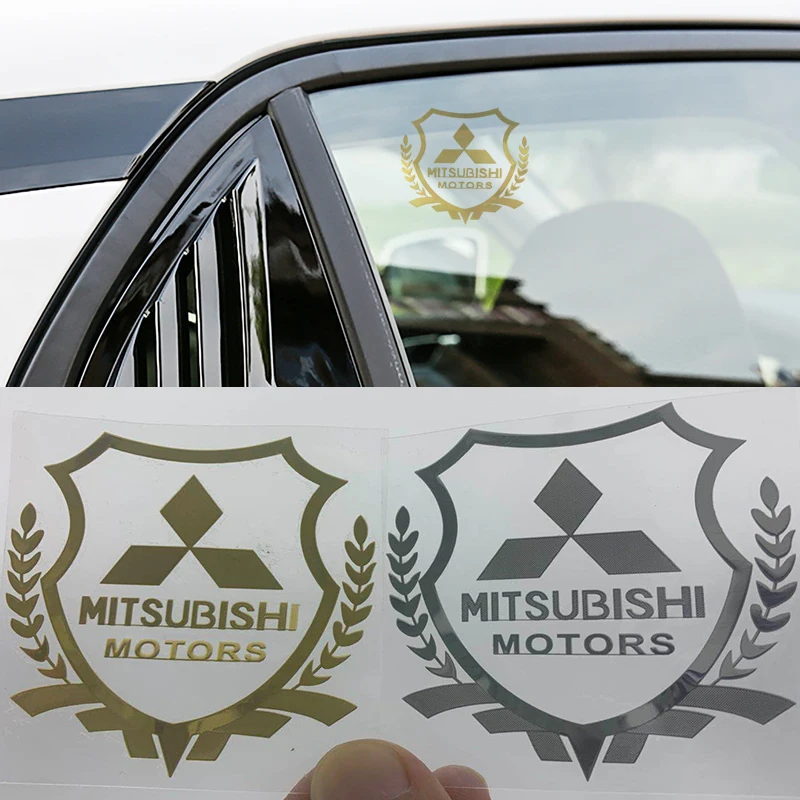 

1pcs Gold Sliver Color Car Window Sticker with Badge for Mitsubishi ASX Lancer Pajero Outlander L200 EVO Lancer EX Pajero Emblem