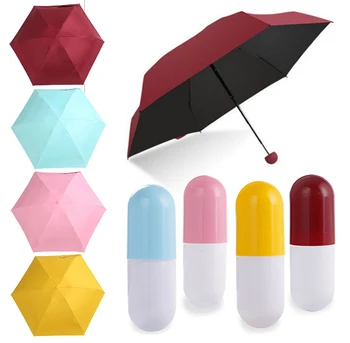 

1pc Mini Light Small Pocket Umbrellas Capsule Umbrella Anti-UV Sunscreen Rainproof Capsule Umbrella Wine Red/blue/yellow/pink