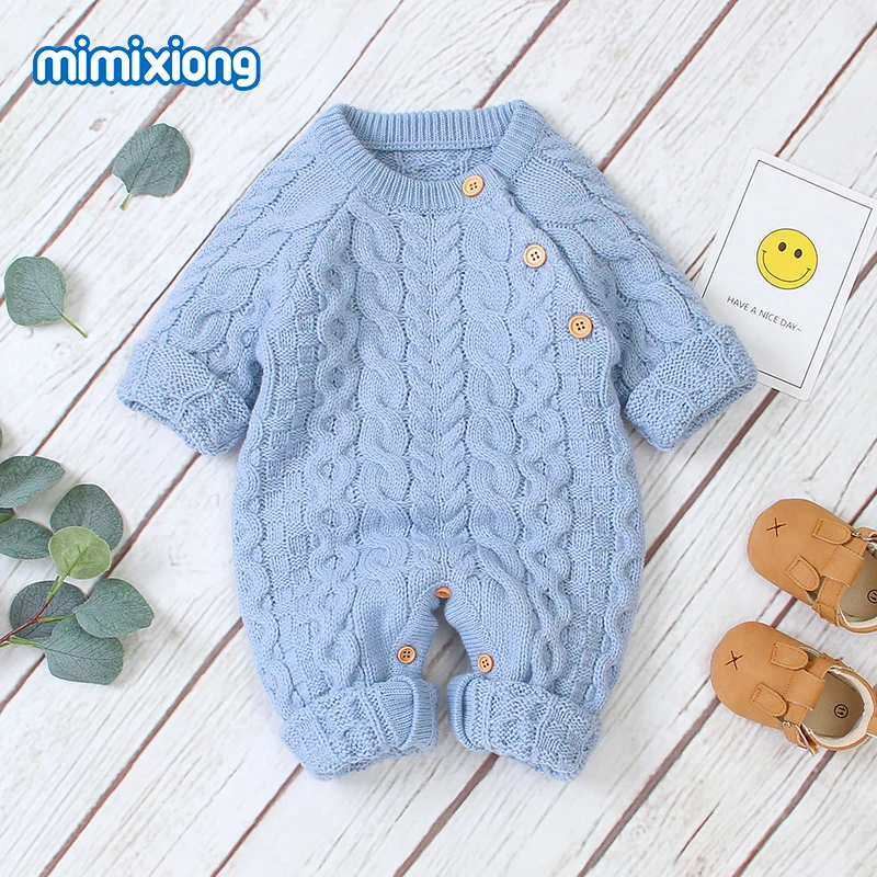 Baby Rompers Knitted Clothes Winter Thick Warm Newborn Boys Girls Jumpsuits Long Sleeve Toddler Infant Outfits Children Sweaters