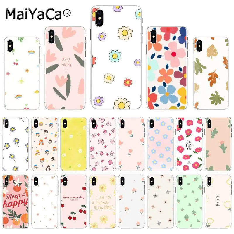 

MaiYaCa INS Korean cartoon colored flowers cactus Kim hyuna style Phone Case for iphone 11 pro 8 7 66S Plus X XS MAX 5S SE XR