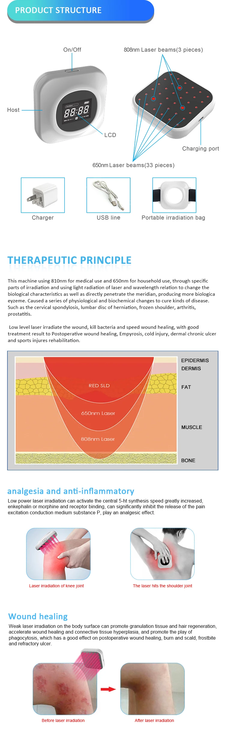 808nm Laser Therapy Device for Pain Relief
