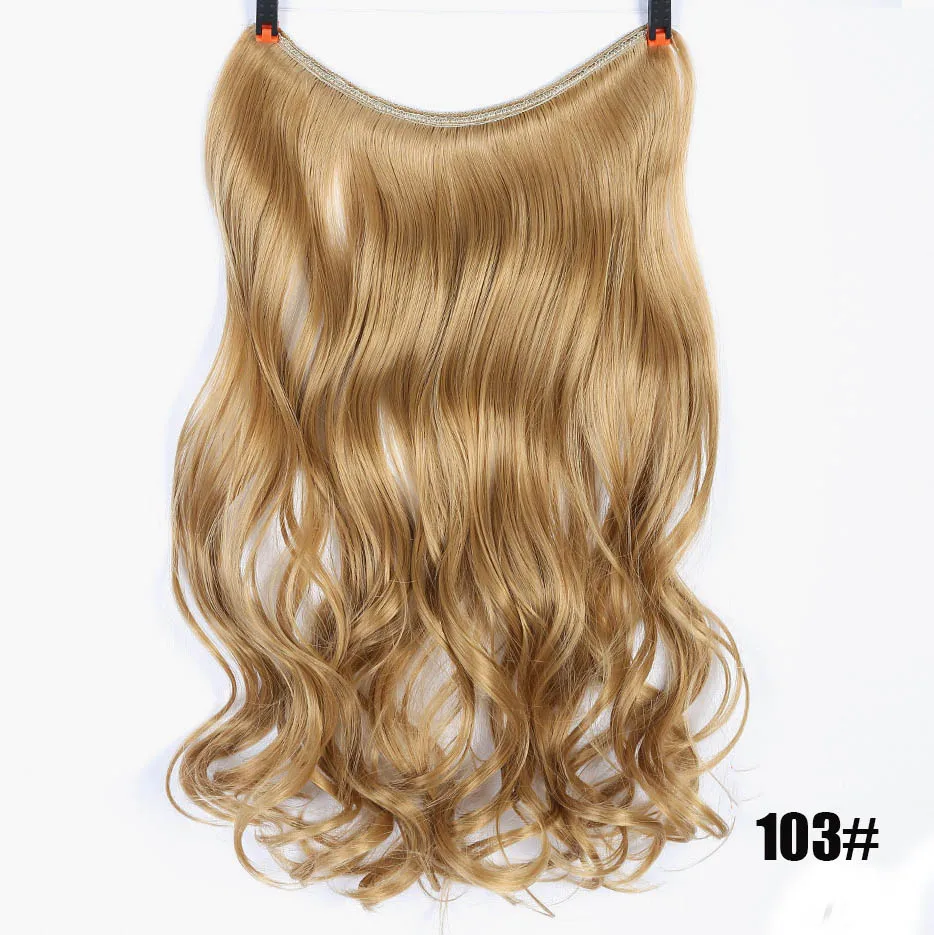 Манвэй волнистые рыбий линии шиньоны невидимая проволока без зажимов в одном куске синтетические волосы для наращивания поддельные волосы для женщин - Цвет: 103