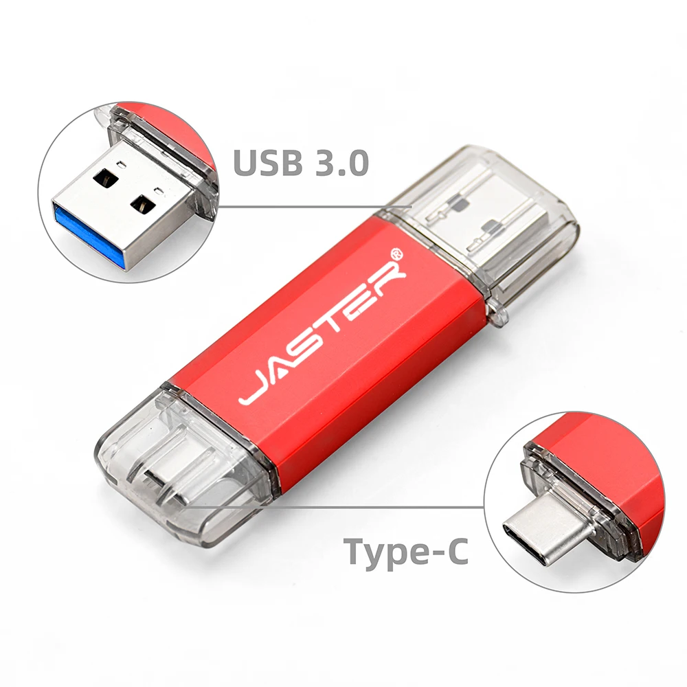 JASTER Wholesale Customer LOGO Type-C 3.1 Usb 3.0 Flash Drive Pendrive 8GB 16GB 32GB Pen Memory Stick For Android Phones 16gb usb