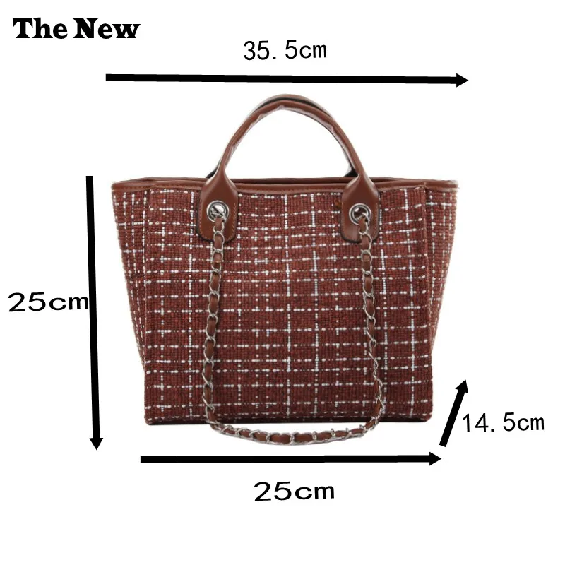 Comprar 2019 bolso informal de gran capacidad para mujer bolso de hombro de tela escocesa moda europea y americana bolsas de playa de Color sólido salvaje
