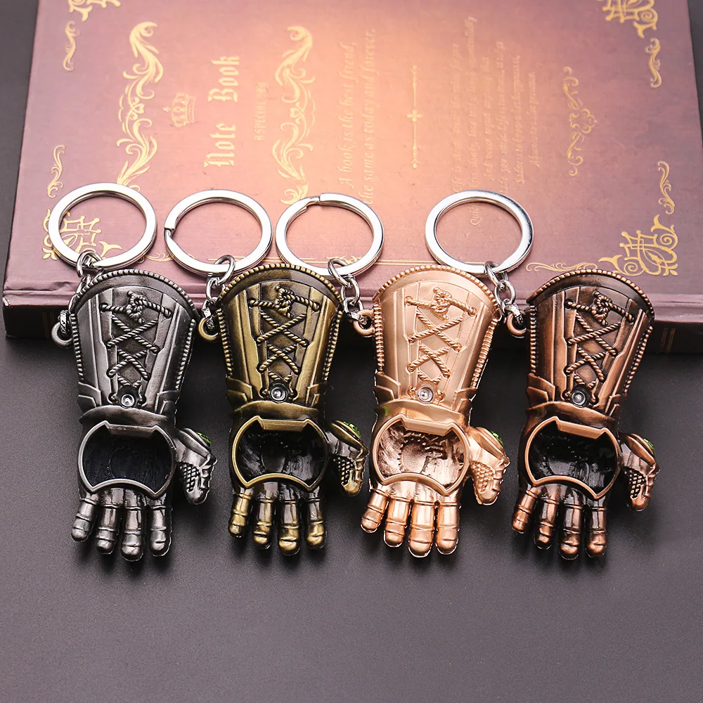 

The Avengers Thor's Hammer Bottle Opener Keychain Keyring Game of Thrones Infinity Gloves Key Chain for Men Jewelry jar opener