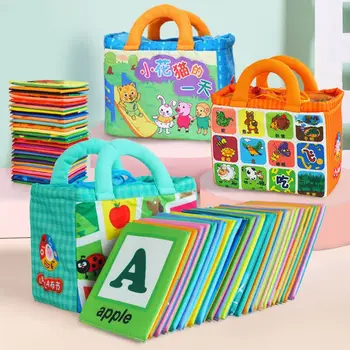 

26 Letters Cloth Card with Cloth Backet Infant Cloth Book Early Educational Toy Gift for Children