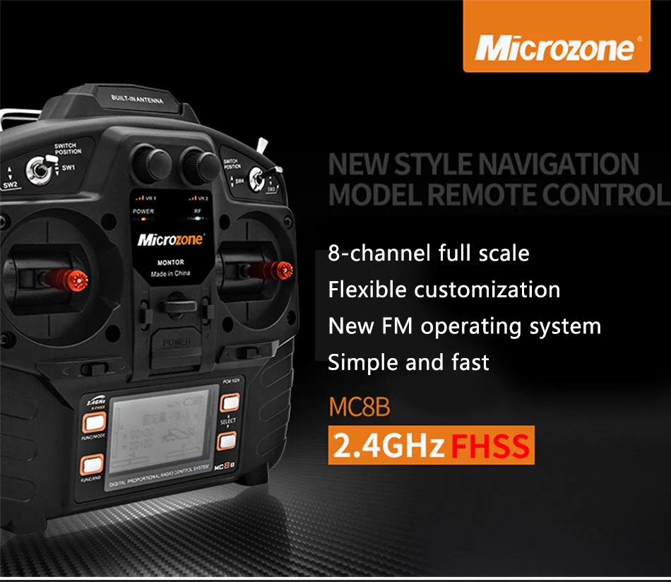 Microzone MC8B 2,4G 8CH пульт дистанционного управления Передатчик и MC8RE 8CH приемник радиосистема для RC самолетов вертолет Дрон