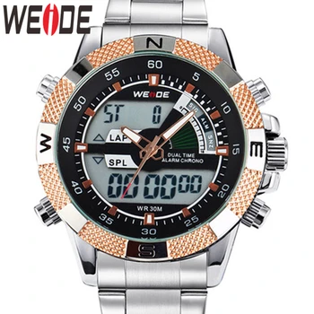 

WEIDE Stainless Steel Band Analog Digital AlarmAuto Date Chronograph Mens Sports Watch Quartz Clock relogio masculino relojes