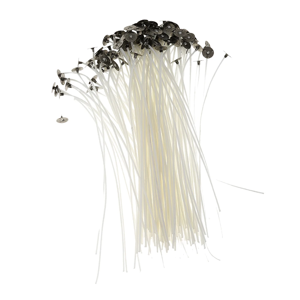 100pcs Pre Waxed Wicks With Sustainers For Candle Making Crafts DIY 20CM