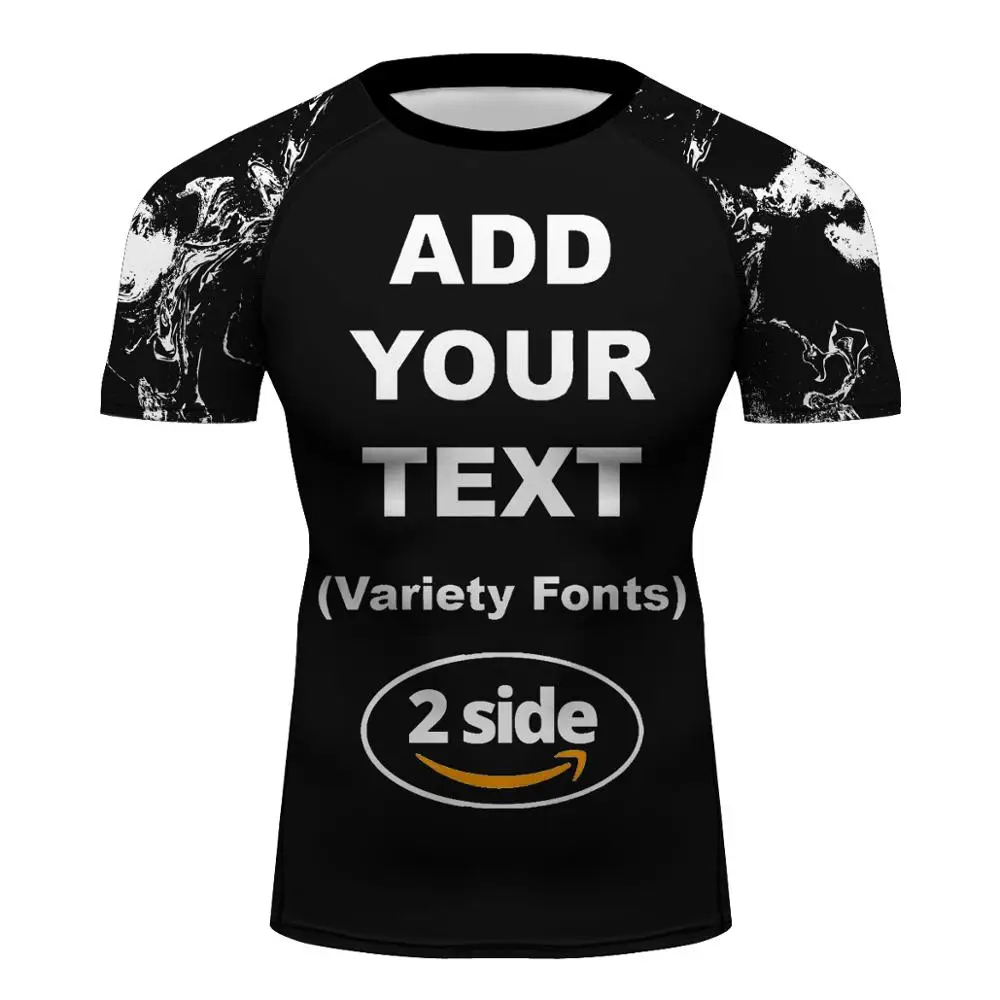 & Personalized Text Short Sleeve Athletic Tees Running Baselayer Training Rash Guard, MMA, BJJ, No-Gi, Cross