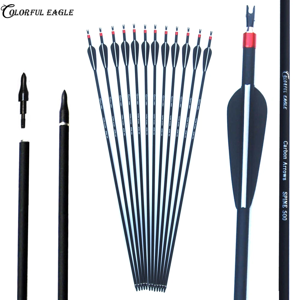 28"/30"/31" Carbon Arrows Spine 500 Shaft Od7.6mm For Recurve Compound