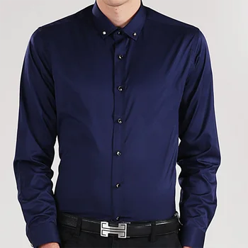 

Men Business Formal Long Sleeve Solid Candy Color Shirts Camisa Wash and Wear Breathable Comfortable Single Breasted Cloth