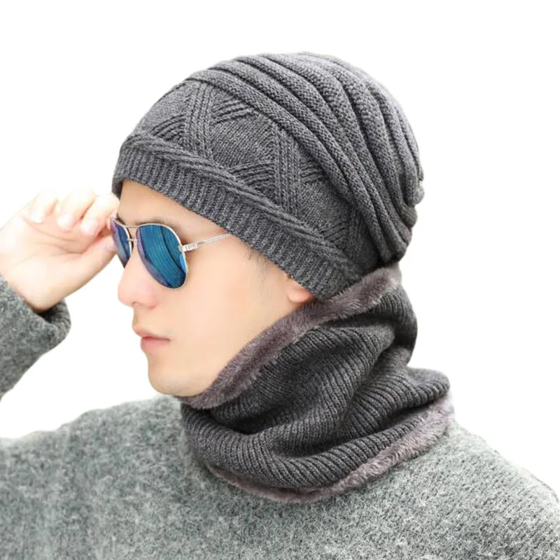 HANGYUNXUANHAO Модные женские вязаные шапки Skullies зимняя шапка шапки для мужчин мешковатая Толстая шотландская шапочка с защитой Мужская кепка Круглая Шапочка Шапка Кепка