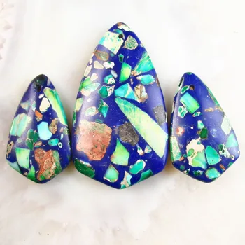 

Gorgeous Intriguing Fashion 3pcs Sea Sediment Jaspers Inverted Triangle pendant bead DHS125