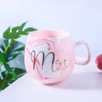 

New Creative Marble Ceramic Mug Pot Belly Mug Coffee Cup Breakfast Mug Mug Couple Gifte Friends