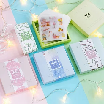 

50 Sheets/Box New Gift Box Set Stickers Leisure Washi Paper Tape Collage Elements Creative Hand Diary DIY Decorative Stickers