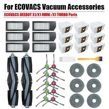 Ecovacs Deebot X1 옴니 터보 진공 청소기 액세서리 메인 브러시 키트, HEPA 필터 걸레 청소 천, 먼지 봉투 예비 부품