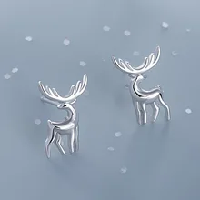 925 пробы серебряные гвоздики с оленями серьги для женщин Свадебные Рождественские подарки ювелирные изделия Подвесные серьги de ley 925 mujer eh1291