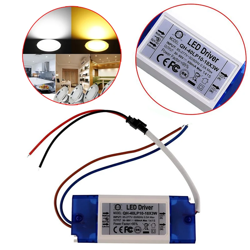 Постоянный ток Светодиодный драйвер мощный источник питания AC85-265V 40 Вт 600mA