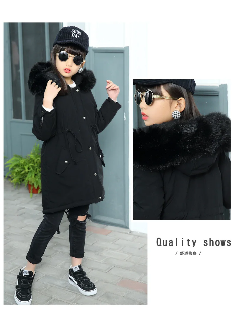 AliExpress Winter New Style Fashion mao ling bian Hooded Big Virgin Girls Cotton-padded Children Clothes a Generation of Fat Fas