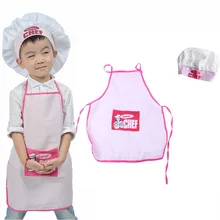 Ensemble de poches pour enfants, accessoires de cuisine roses, outils de cuisine pour enfants, tablier Junior, chapeau de Chef, ensemble de 2 pièces