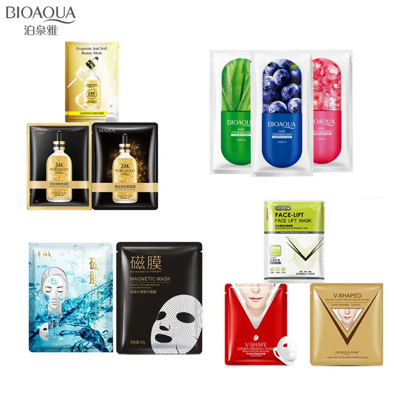 

BIOAQUA 24K gold foil face masks plant v shape facial mask Shrink pores Anti-Aging Moisturizing Oil-control skin care
