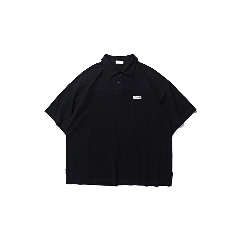 Adererror shirt loose hip hop street men women Oversize Adererror square collar T-shirt Adererror khaki black brown T-shirt - Color: 1