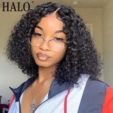 Halo глубокая волна 13x4 Синтетические волосы на кружеве человеческих волос парики предварительно вырезанные бразильские Реми 613 кудрявый вьющиеся фронтальной натуральный Цвет парики