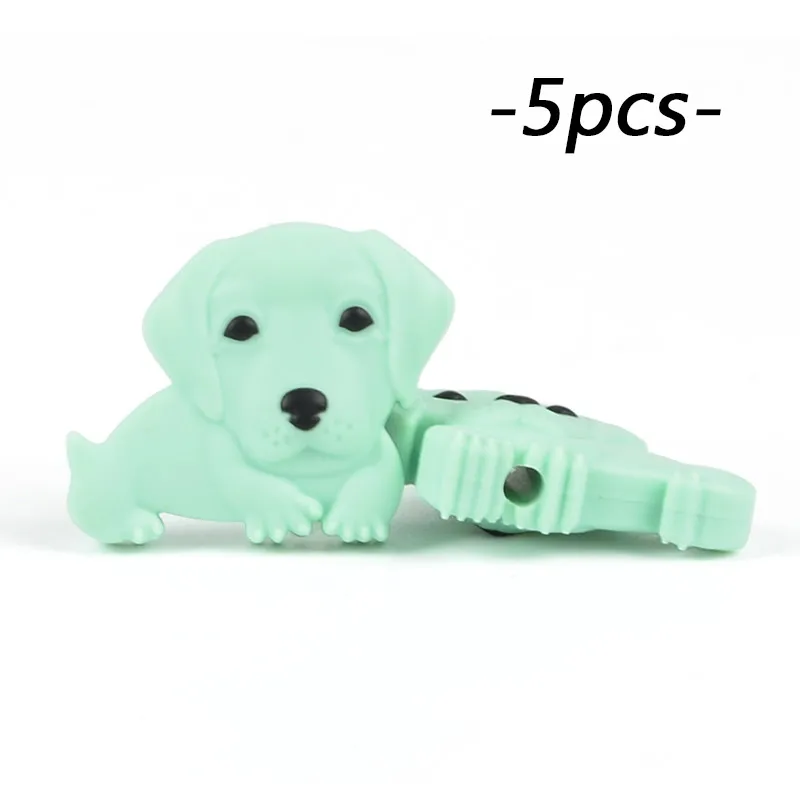 LOFCA силиконовые бусины 5 шт. мини Лабрадор собака пищевой силиконовый без бисфенола А детский Прорезыватель игрушка DIY пустышка цепи аксессуары - Цвет: mint