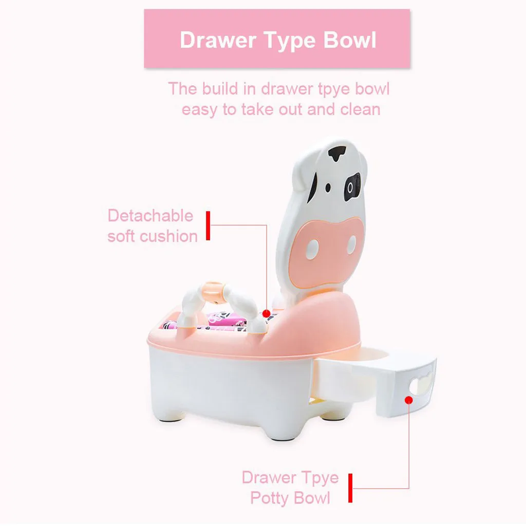 Portable Baby Pot Cute Cow Toilet Seat Pot For Kid Potty Training Seat Children Potty Baby Toilet Bowl Pot Training Potty Toilet