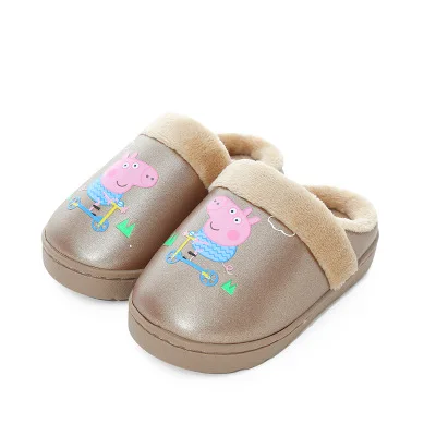 A Peppa Pig/детская обувь; тапочки для малышей; зимние мягкие теплые тапочки с рисунком Свинки Пеппы; Детские Рождественские Подарки плюш игрушечные тапочки; Лидер продаж - Цвет: A