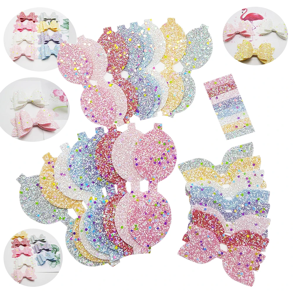 Qibumay Diy Hair Bow Crafts Chunky Glitter Materials For 3 Inches Bow