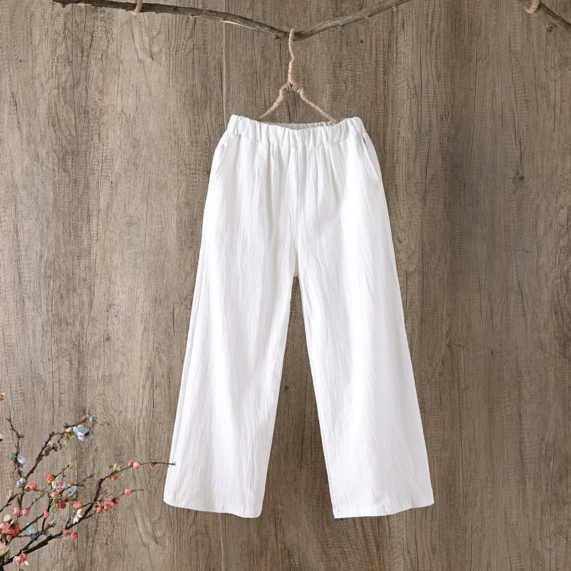 

2021 vintage Solid Color Wide Leg pants Female Summer New Korean Fashion High Waist Casual Pants women