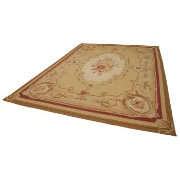 

268x365 Cm Yellow Handmade Aubusson Rugs-9x12 Ft