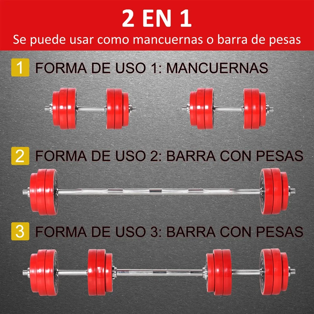 Set Manubri E Bilanciere Regolabile 20kg SPORTNOW Con Impugnature Antiscivolo – Perfetto Per Allenamento A Casa