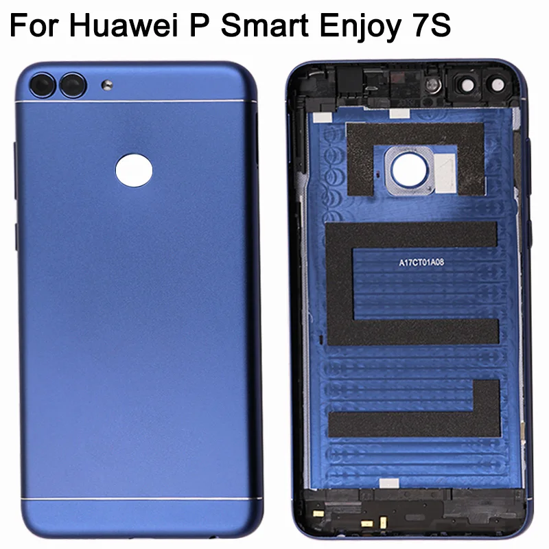 Psmart крышка батареи для huawei P Smart Enjoy 7S Запасные части Задняя крышка батареи задняя металлическая дверь корпус объектив камеры - Цвет: Blue