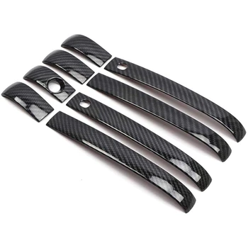 

Side Door Handles with Smart Key Holes Strip Decor Trim ABS Carbon Fiber Style for Jeep Grand Cherokee 2014-2018