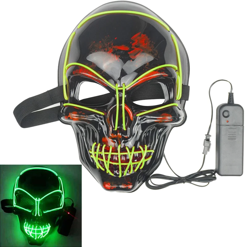 Fluorescent green Хэллоуин неоновый светодиодный маска Детский костюм для вечеринок продувки маски выборов Косплэй костюм светодиодный DJ вечерние светильник вверх, тушь для ресниц и бровей светятся в темноте 42 Цвета - Цвет: Fluorescent green