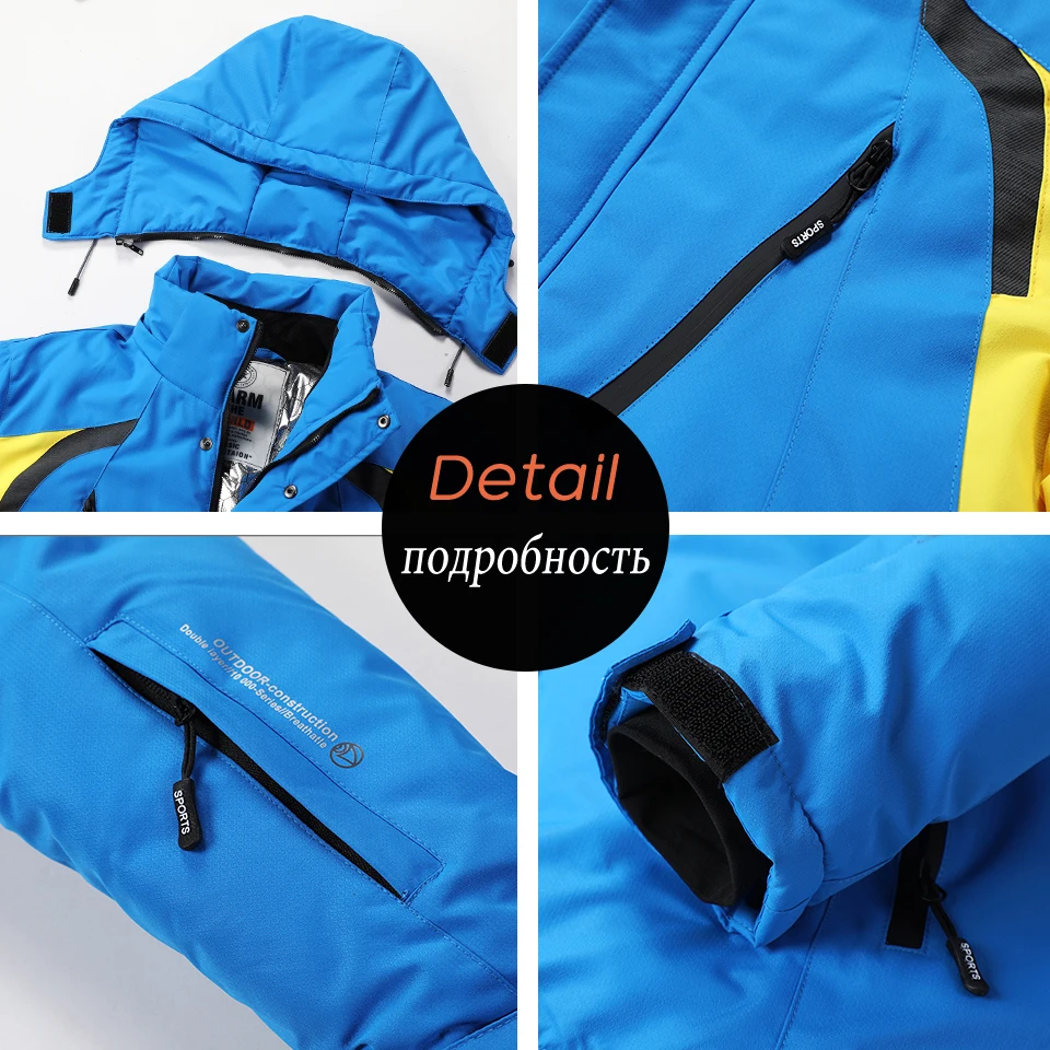 Men Winter Outdoor Parka Jacket Coat Waterproof Thick Fleece For Jet Ski Snow