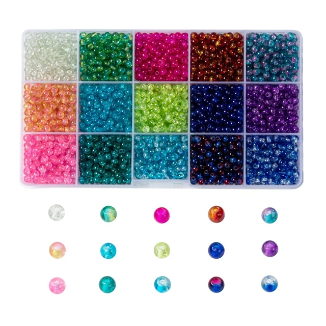 450Pcs 8mm Glass Beads for Jewelry Making, 15 Colors Crystal Glass Beads  for Bracelets Making Gemstone Beads DIY Round Craft Loose Bead for Men  Women