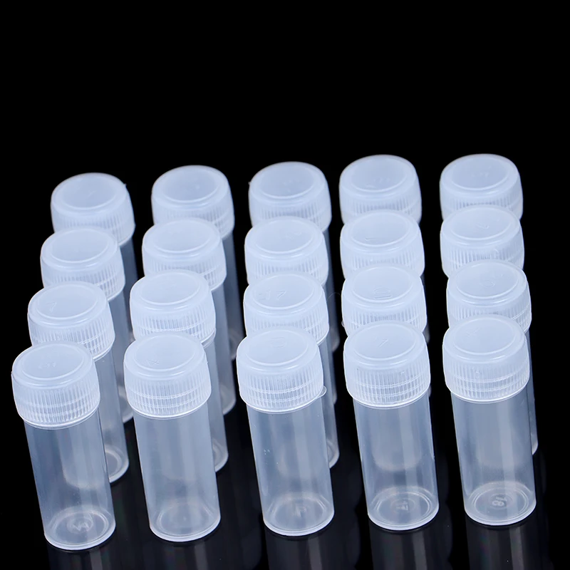 Plastic Storage Bottle 20Pcs 5ml Plastic Bottle Sample Jar 5g Small Barrel Vials Medicine Pill Liquid Powder Capsule Storage Container Packing Bottles