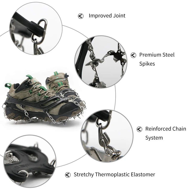 19 зубьев из нержавеющей стали ледяные бутсы шипы обувь кошки ледяные снежные захваты для ходьбы бега альпинизма и пешего туризма на снегу лед м